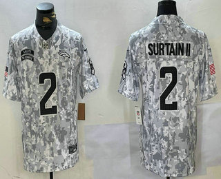 Men's Denver Broncos #2 Patrick Surtain II Arctic Camo 2024 FUSE Salute to Service Limited Stitched Jersey