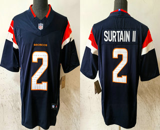 Men's Denver Broncos #2 Patrick Surtain II Limited Navy FUSE Vapor Stitched Jersey