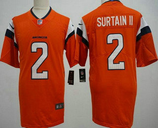 Men's Denver Broncos #2 Patrick Surtain II Limited Orange 2024 Vapor Jersey