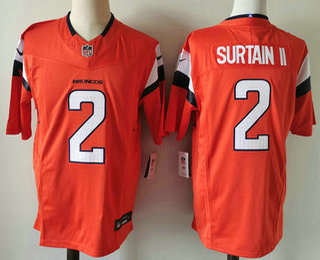 Men's Denver Broncos #2 Patrick Surtain II Limited Orange FUSE Vapor Jersey