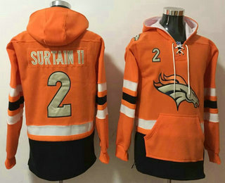 Men's Denver Broncos #2 Patrick Surtain II NEW Orange Pocket Stitched NFL Pullover Hoodie