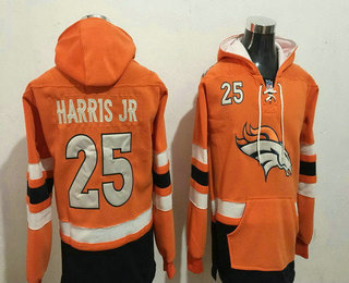 Men's Denver Broncos #25 Chris Harris Jr NEW Orange Pocket Stitched NFL Pullover Hoodie