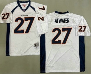 Men's Denver Broncos #27 Steve Atwater White Throwback Jersey