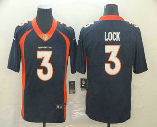 Men's Denver Broncos #3 Drew Lock Navy Blue 2017 Vapor Untouchable Stitched NFL Nike Limited Jersey