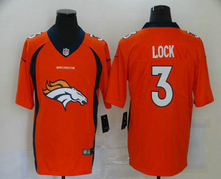 Men's Denver Broncos #3 Drew Lock Orange 2020 Big Logo Vapor Untouchable Stitched NFL Nike Fashion Limited Jersey