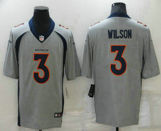 Men's Denver Broncos #3 Russell Wilson Grey 2019 Inverted Legend Stitched NFL Nike Limited Jersey