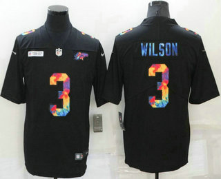 Men's Denver Broncos #3 Russell Wilson Multi Color Black 2020 NFL Crucial Catch Vapor Untouchable Nike Limited Jersey