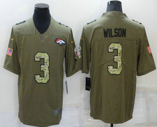 Men's Denver Broncos #3 Russell Wilson Olive With Camo 2017 Salute To Service Stitched NFL Nike Limited Jersey