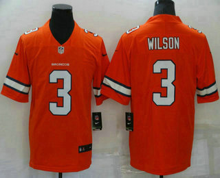 Men's Denver Broncos #3 Russell Wilson Orange 2022 Color Rush Stitched NFL Nike Limited Jersey