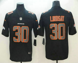 Men's Denver Broncos #30 Phillip Lindsay Black 2018 Fashion Impact Black Color Rush Stitched NFL Nike Limited Jersey