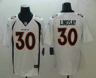 Men's Denver Broncos #30 Phillip Lindsay White 2017 Vapor Untouchable Stitched NFL Nike Limited Jersey