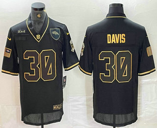 Men's Denver Broncos #30 Terrell Davis Black Gold 2020 Salute To Service Stitched NFL Nike Limited Jersey