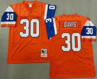 Men's Denver Broncos #30 Terrell Davis Orange 1997 Throwback Jersey