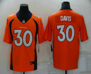 Men's Denver Broncos #30 Terrell Davis Orange 2017 Vapor Untouchable Stitched NFL Nike Limited Jersey