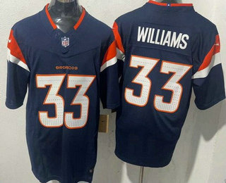 Men's Denver Broncos #33 Javonte Williams Limited Navy FUSE Vapor Jersey