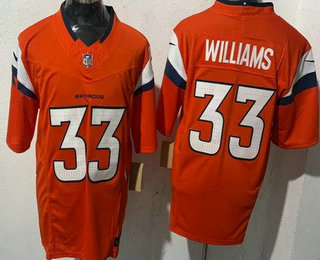 Men's Denver Broncos #33 Javonte Williams Limited Orange FUSE Vapor Jersey