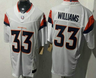 Men's Denver Broncos #33 Javonte Williams Limited White FUSE Vapor Jersey