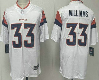 Men's Denver Broncos #33 Javonte Williams Limited White Vapor Jersey