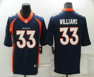 Men's Denver Broncos #33 Javonte Williams Navy Blue 2021 Vapor Untouchable Stitched NFL Nike Limited Jersey