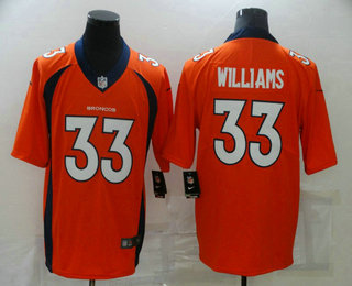 Men's Denver Broncos #33 Javonte Williams Orange 2021 Vapor Untouchable Stitched NFL Nike Limited Jersey