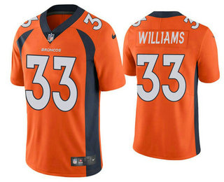 Men's Denver Broncos #33 Javonte Williams Orange Vapor Untouchable Limited Stitched Jersey