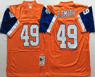 Men's Denver Broncos #49 Dennis Smith Orange 75TH Throwback Jersey by Mitchell & Ness