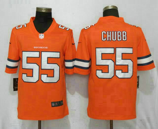 Men's Denver Broncos #55 Bradley Chubb Orange 2018 Color Rush Stitched NFL Nike Limited Jersey