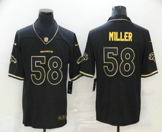 Men's Denver Broncos #58 Von Miller Black 100th Season Golden Edition Jersey