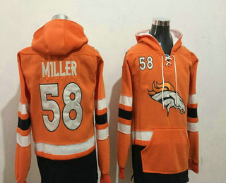 Men's Denver Broncos #58 Von Miller NEW Orange Pocket Stitched NFL Pullover Hoodie