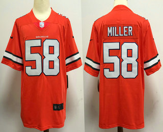 Men's Denver Broncos #58 Von Miller Orange 2016 Color Rush Stitched NFL Nike Limited Jersey