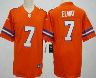 Men's Denver Broncos #7 John Elway Limited Orange Throwback Vapor Jersey