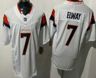 Men's Denver Broncos #7 John Elway Limited White FUSE Vapor Jersey