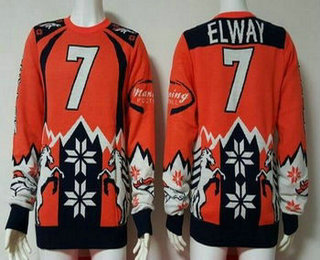 Men's Denver Broncos #7 John Elway Retired Player Multicolor NFL Sweater