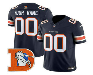 Men's Denver Broncos ACTIVE PLAYER Custom Navy 2024 FUSE Throwback Vapor Limited Stitched Jersey