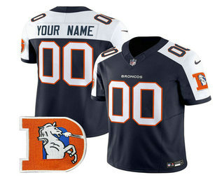 Men's Denver Broncos ACTIVE PLAYER Custom Navy Thanksgiving 2024 FUSE Throwback Vapor Limited Stitched Jersey