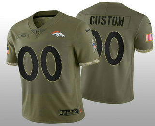 Men's Denver Broncos ACTIVE PLAYER Custom Olive 2022 Salute To Service Limited Stitched Jersey