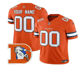 Men's Denver Broncos ACTIVE PLAYER Custom Orange 2024 FUSE Throwback Vapor Limited Stitched Jersey