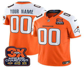 Men's Denver Broncos ACTIVE PLAYER Custom Orange Thanksgiving 2024 FUSE 3X Champions Patch Vapor Limited Stitched Jersey