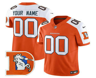 Men's Denver Broncos ACTIVE PLAYER Custom Orange Thanksgiving 2024 FUSE Throwback Vapor Limited Stitched Jersey