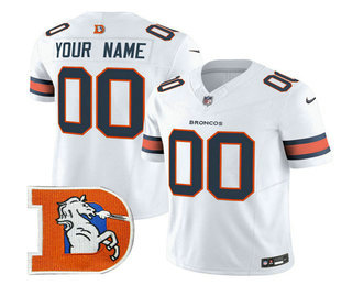 Men's Denver Broncos ACTIVE PLAYER Custom White 2024 FUSE Throwback Vapor Limited Stitched Jersey