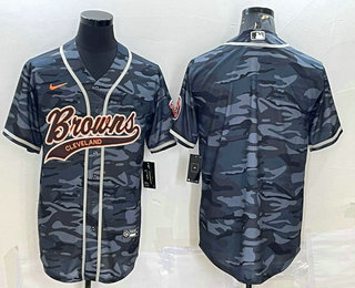 Men's Denver Broncos Blank Grey Camo With Patch Cool Base Stitched Baseball Jersey