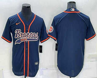 Men's Denver Broncos Blank Navy Blue Stitched Cool Base Nike Baseball Jersey