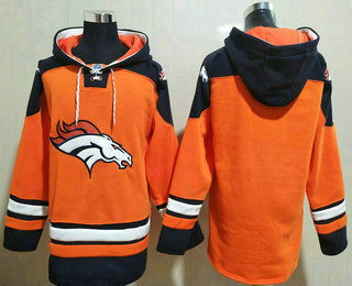 Men's Denver Broncos Blank Orange Ageless Must Have Lace Up Pullover Hoodie