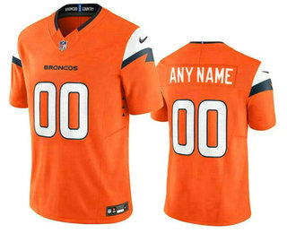 Men's Denver Broncos Customized Orange 2024 FUSE Vapor Limited Stitched Jersey