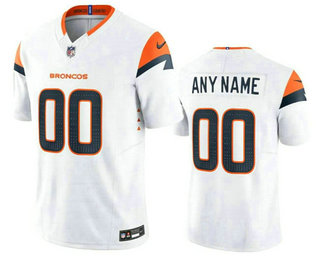 Men's Denver Broncos Customized White 2024 FUSE Vapor Limited Stitched Jersey