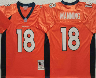 Men's Denver Broncos Denver Broncos 18 Peyton Manning Orange Throwback Jersey