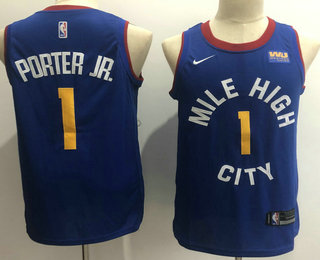 Men's Denver Nuggets #1 Michael Porter Jr. New Light Blue 2019 Nike Swingman Stitched NBA Jersey With The Sponsor Logo