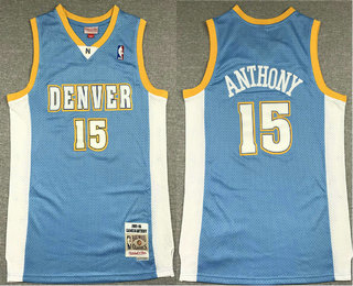 Men's Denver Nuggets #15 Carmelo Anthony Blue 2003-04 Hardwood Classics Soul Swingman Stitched NBA Throwback Jersey