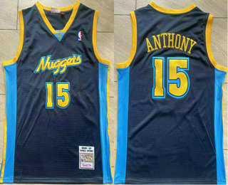 Men's Denver Nuggets #15 Carmelo Anthony Navy Blue 2006-07 Hardwood Classics Throwback Jersey