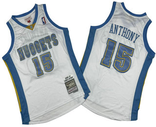 Men's Denver Nuggets #15 Carmelo Anthony White 2006-07 Hardwood Classics Throwback Jersey